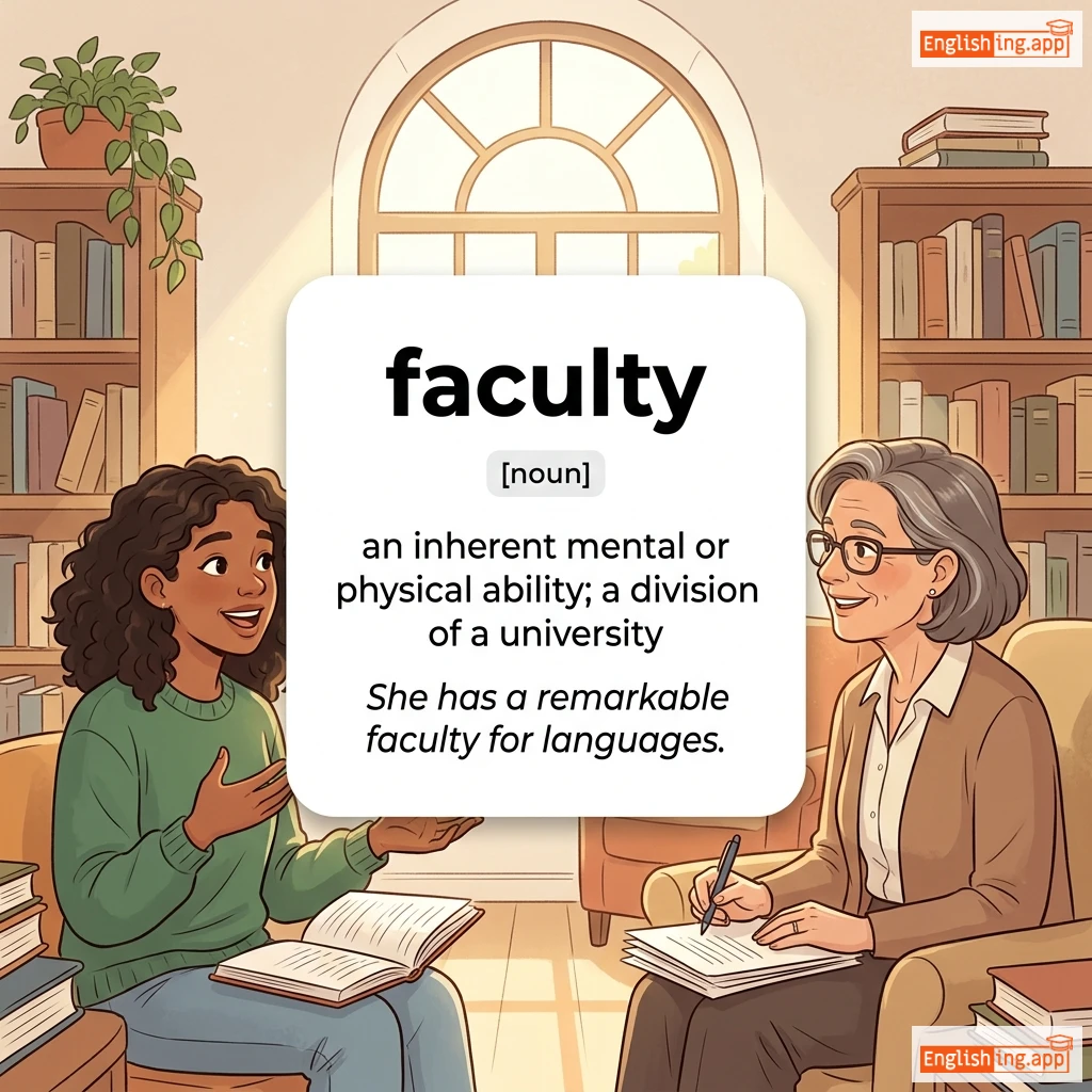 faculty definition card — visual illustration of the meaning