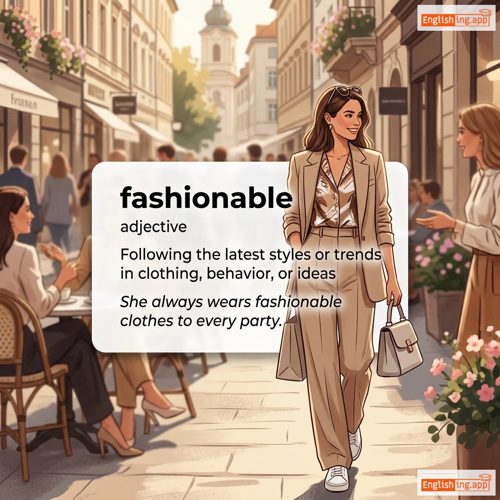 fashionable definition card — visual illustration of the meaning