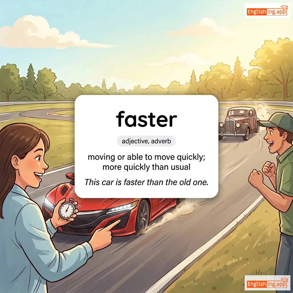 faster definition card — visual illustration of the meaning