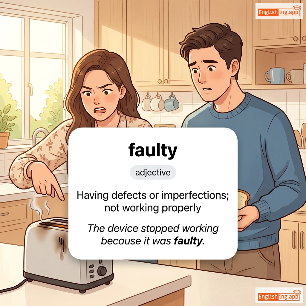 faulty definition card — visual illustration of the meaning
