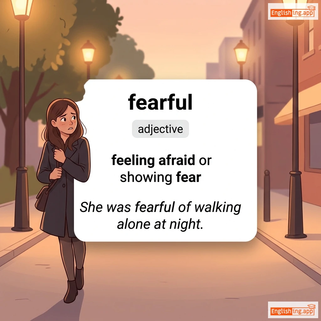 fearful definition card — visual illustration of the meaning