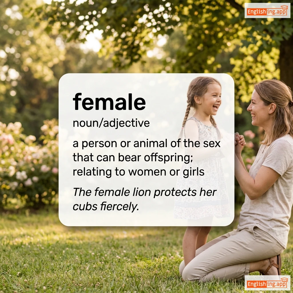 female definition card — visual illustration of the meaning