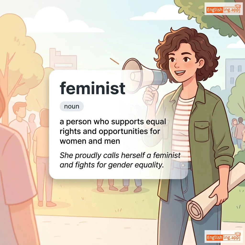feminist definition card — visual illustration of the meaning