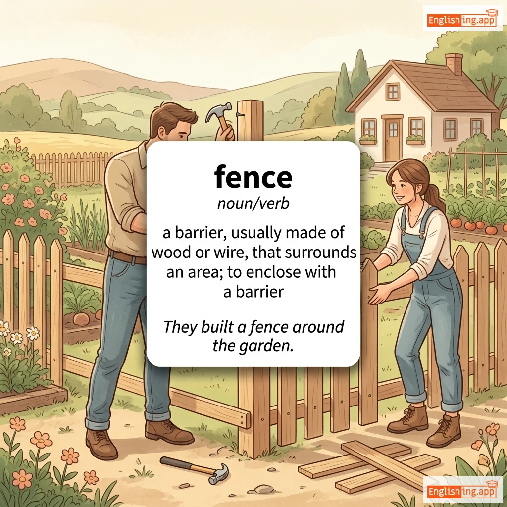 fence definition card — visual illustration of the meaning