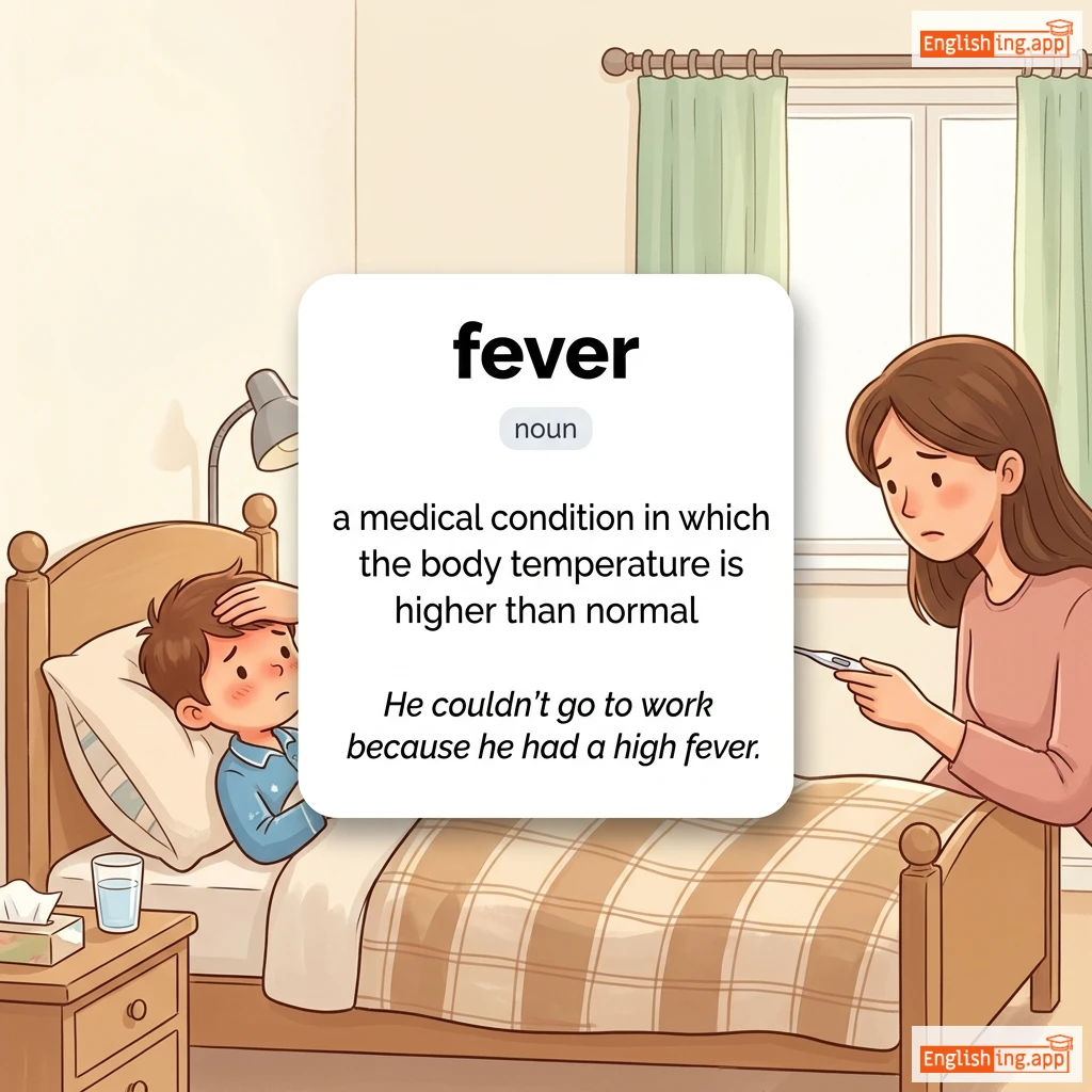 fever definition card — visual illustration of the meaning