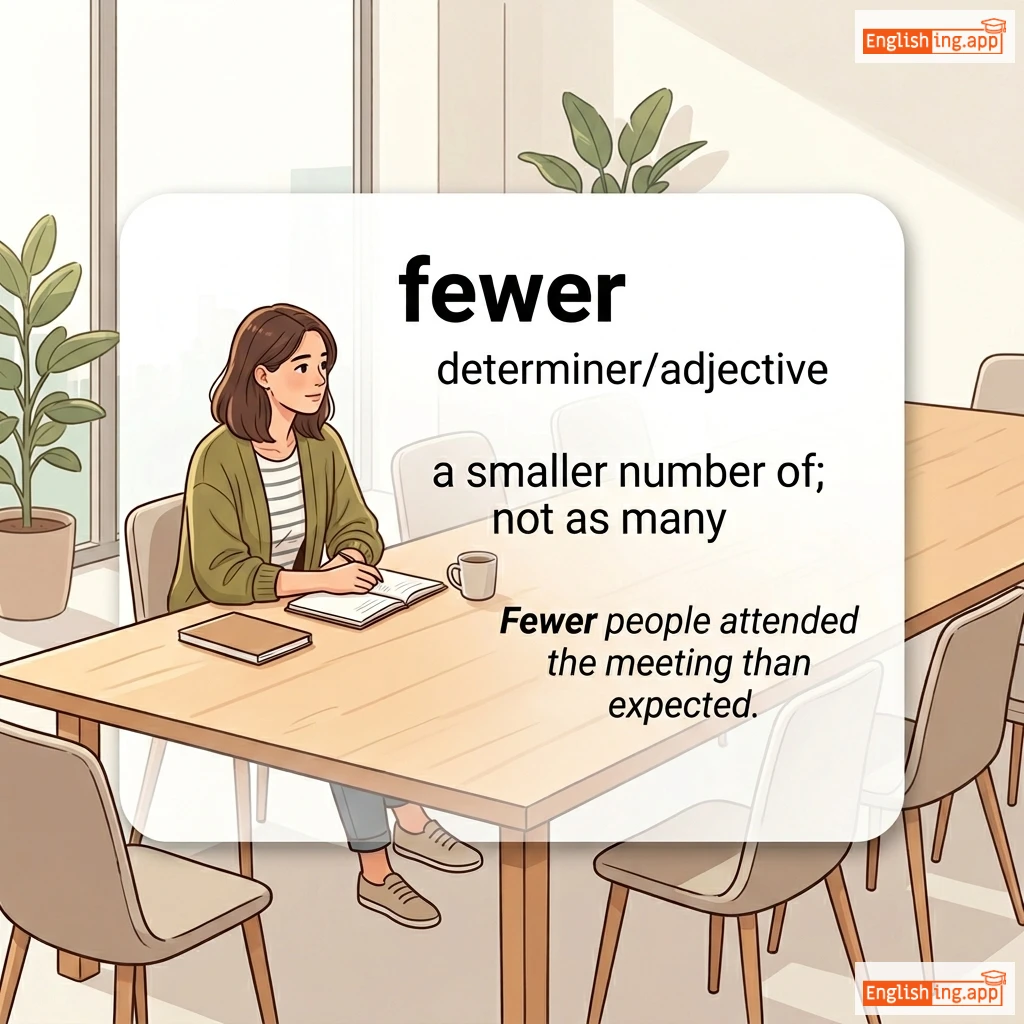 fewer definition card — visual illustration of the meaning