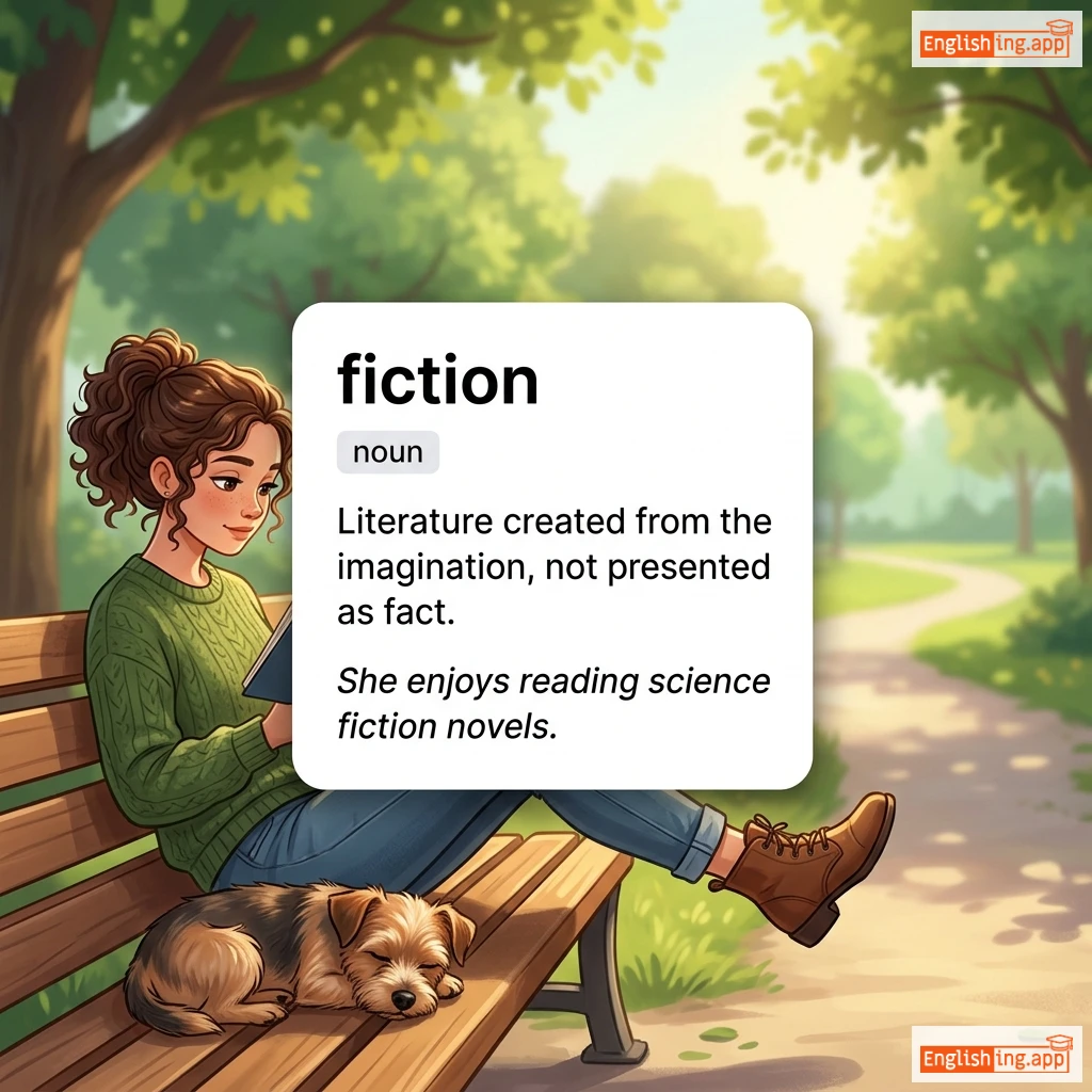 fiction definition card — visual illustration of the meaning