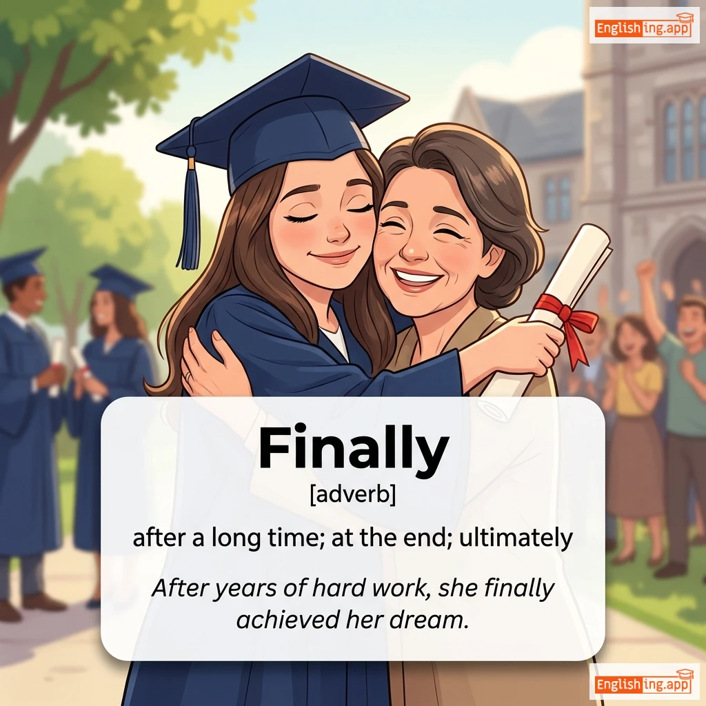 Finally definition card — visual illustration of the meaning