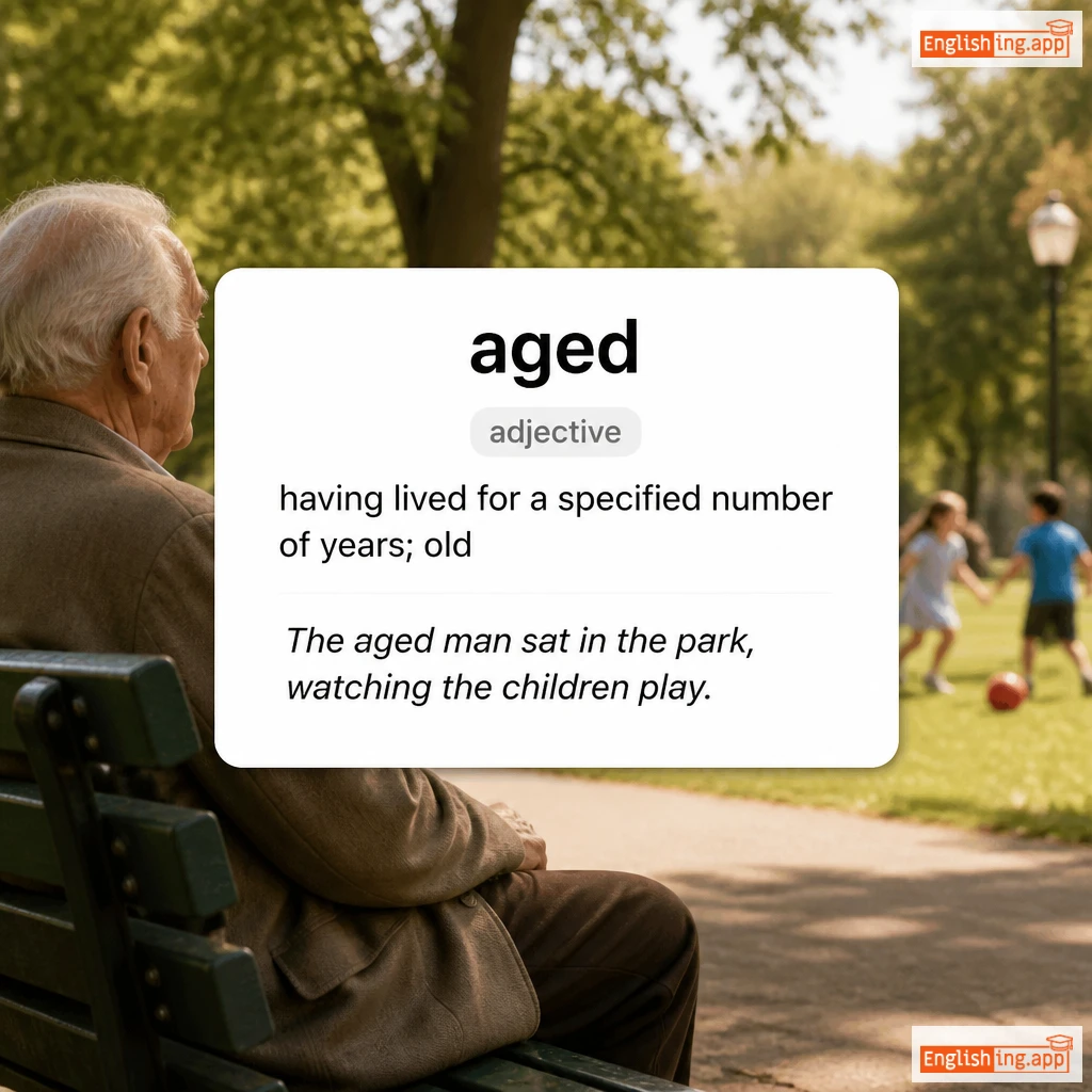 aged definition card — visual illustration of the meaning