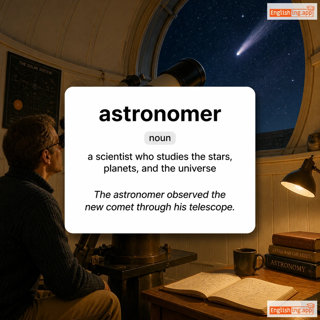 astronomer definition card — visual illustration of the meaning