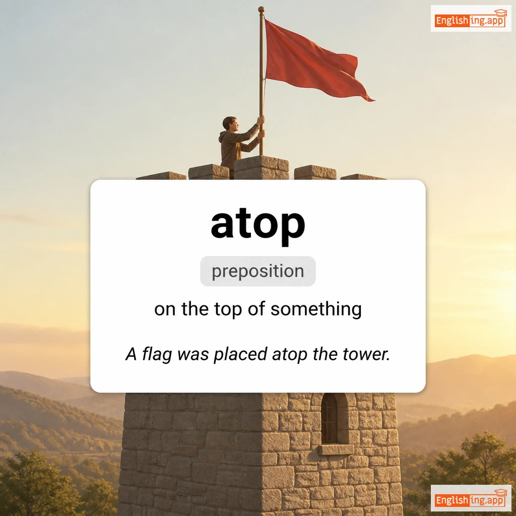 atop definition card — visual illustration of the meaning