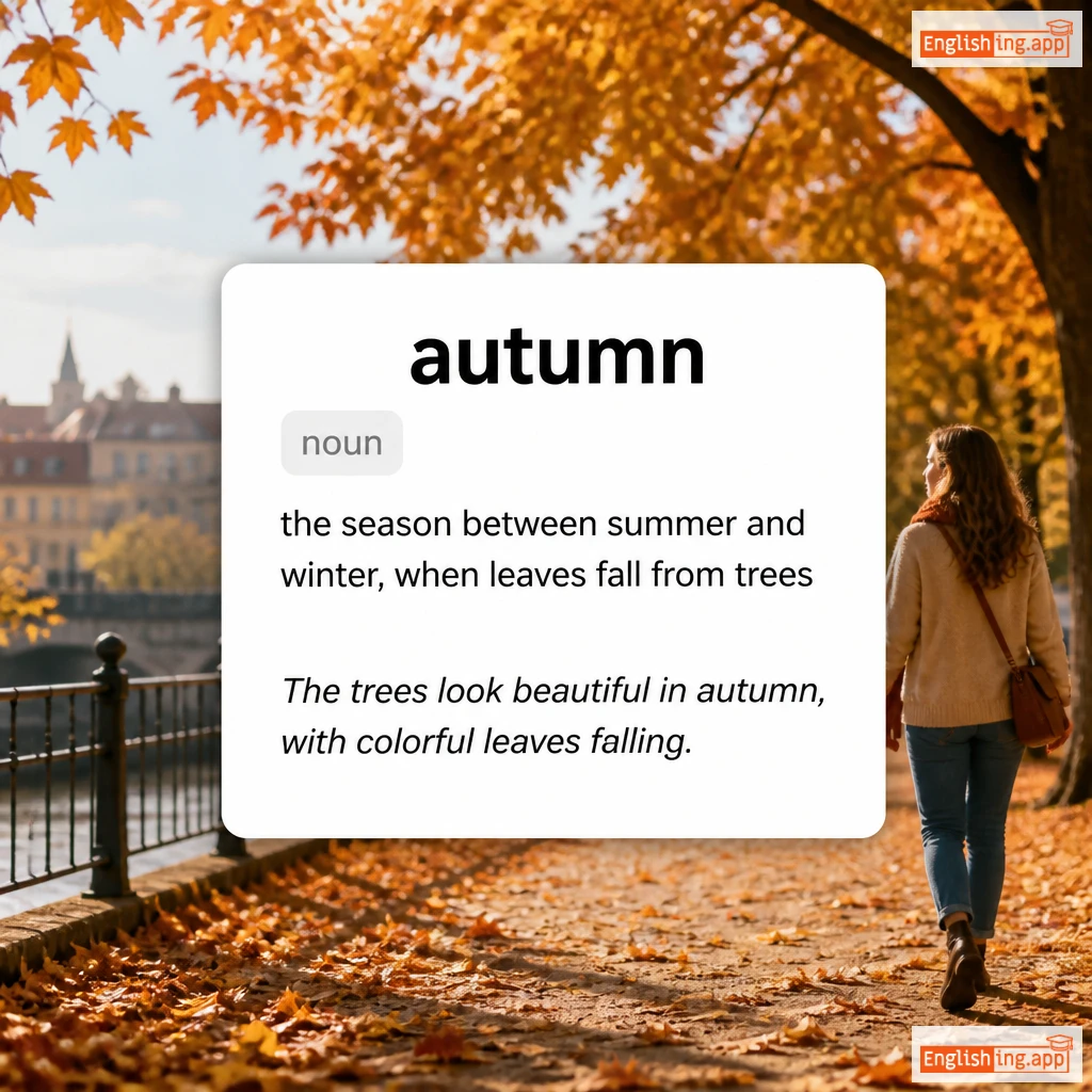 autumn definition card — visual illustration of the meaning