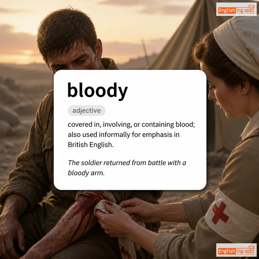 bloody definition card — visual illustration of the meaning