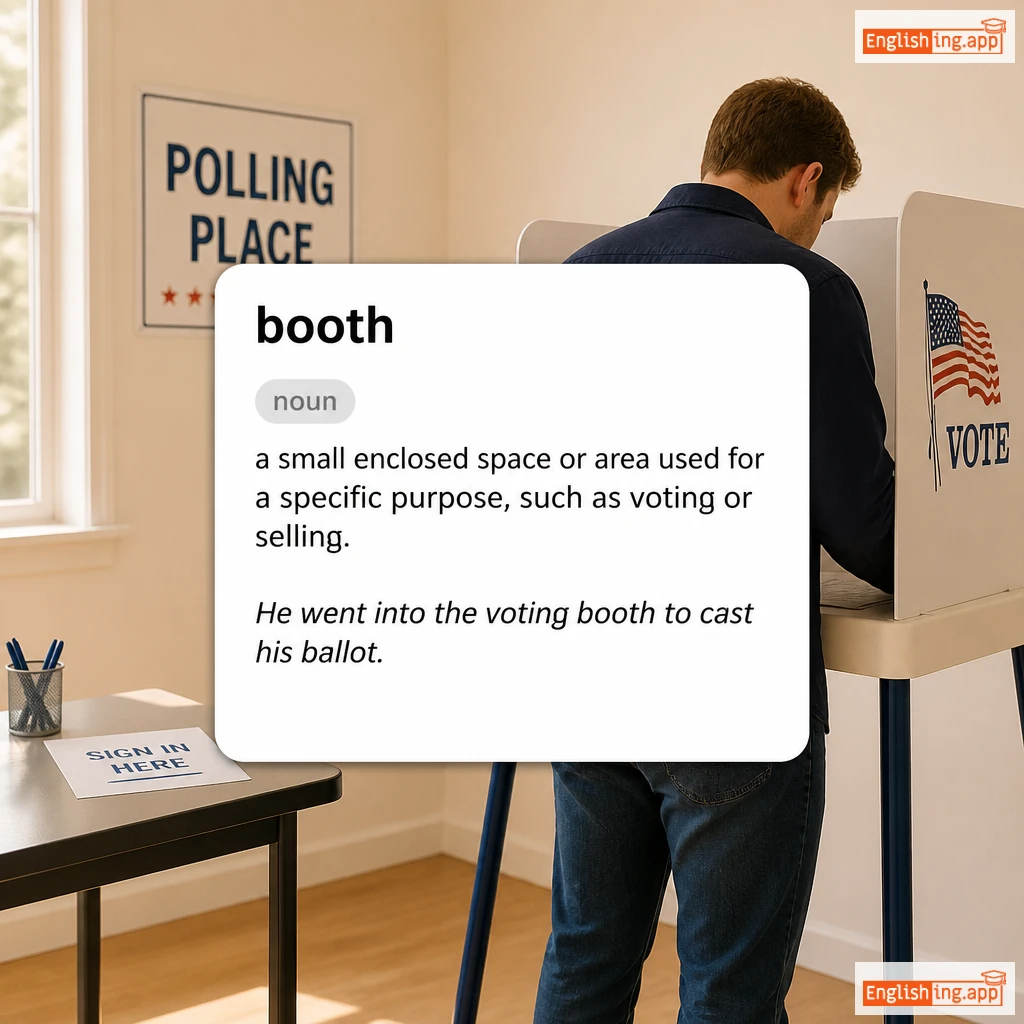 booth definition card — visual illustration of the meaning