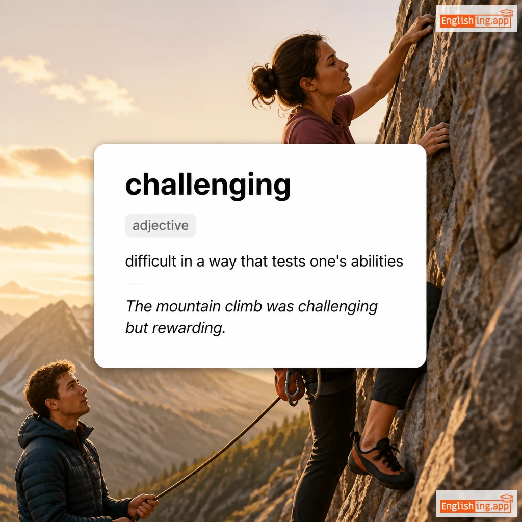 challenging definition card — visual illustration of the meaning