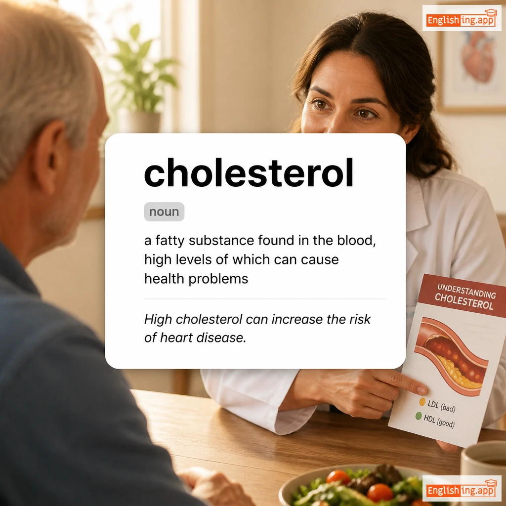 cholesterol definition card — visual illustration of the meaning