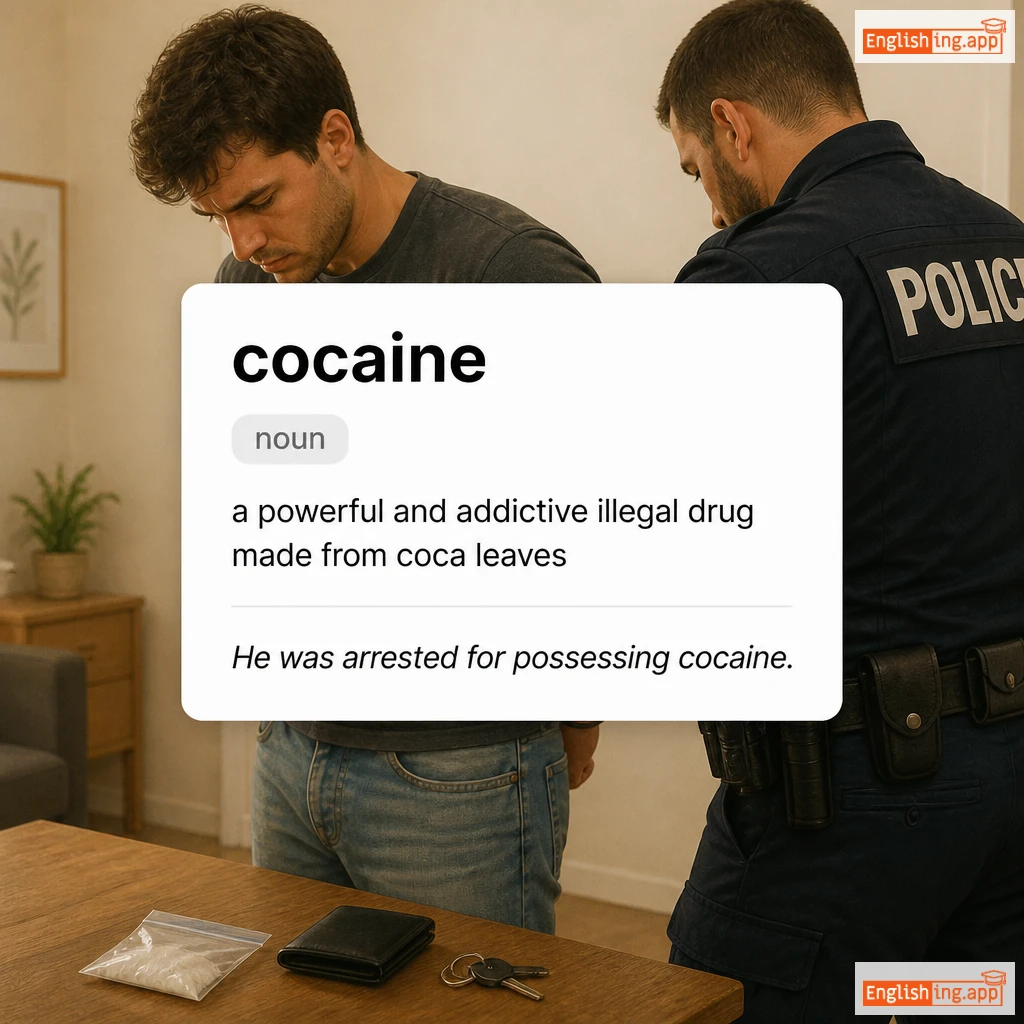 cocaine definition card — visual illustration of the meaning