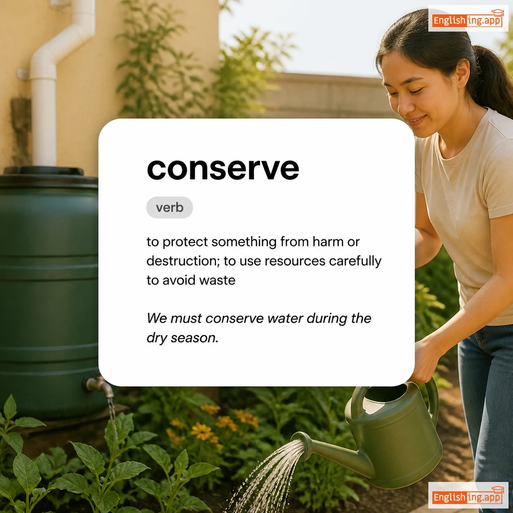 conserve definition card — visual illustration of the meaning