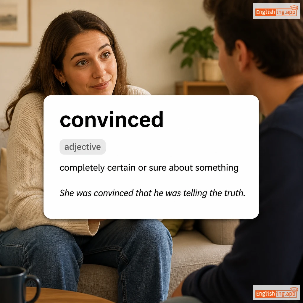 convinced definition card — visual illustration of the meaning