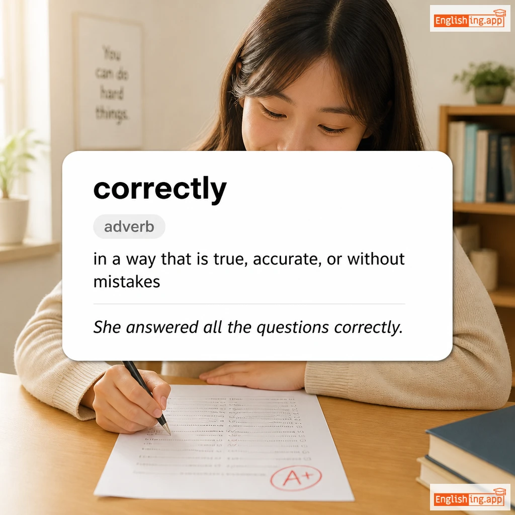 correctly definition card — visual illustration of the meaning