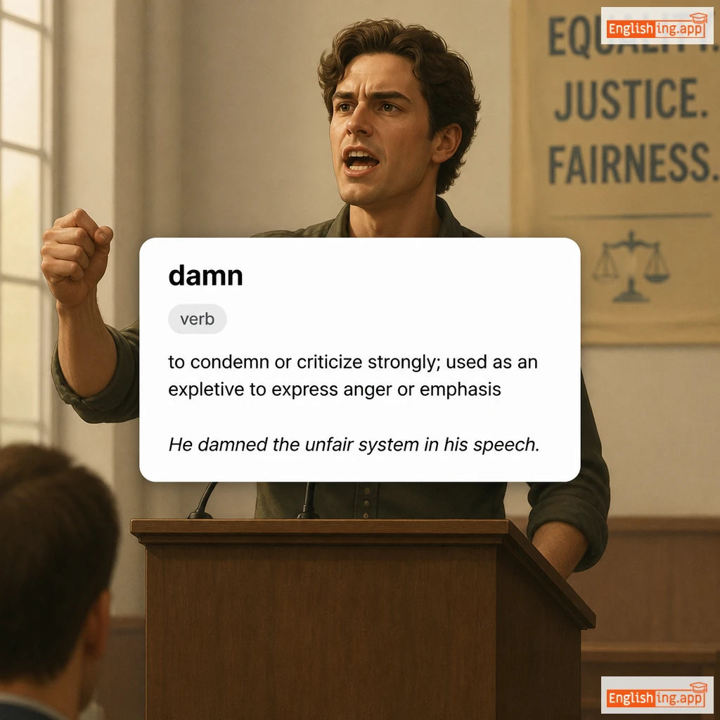 damn definition card — visual illustration of the meaning