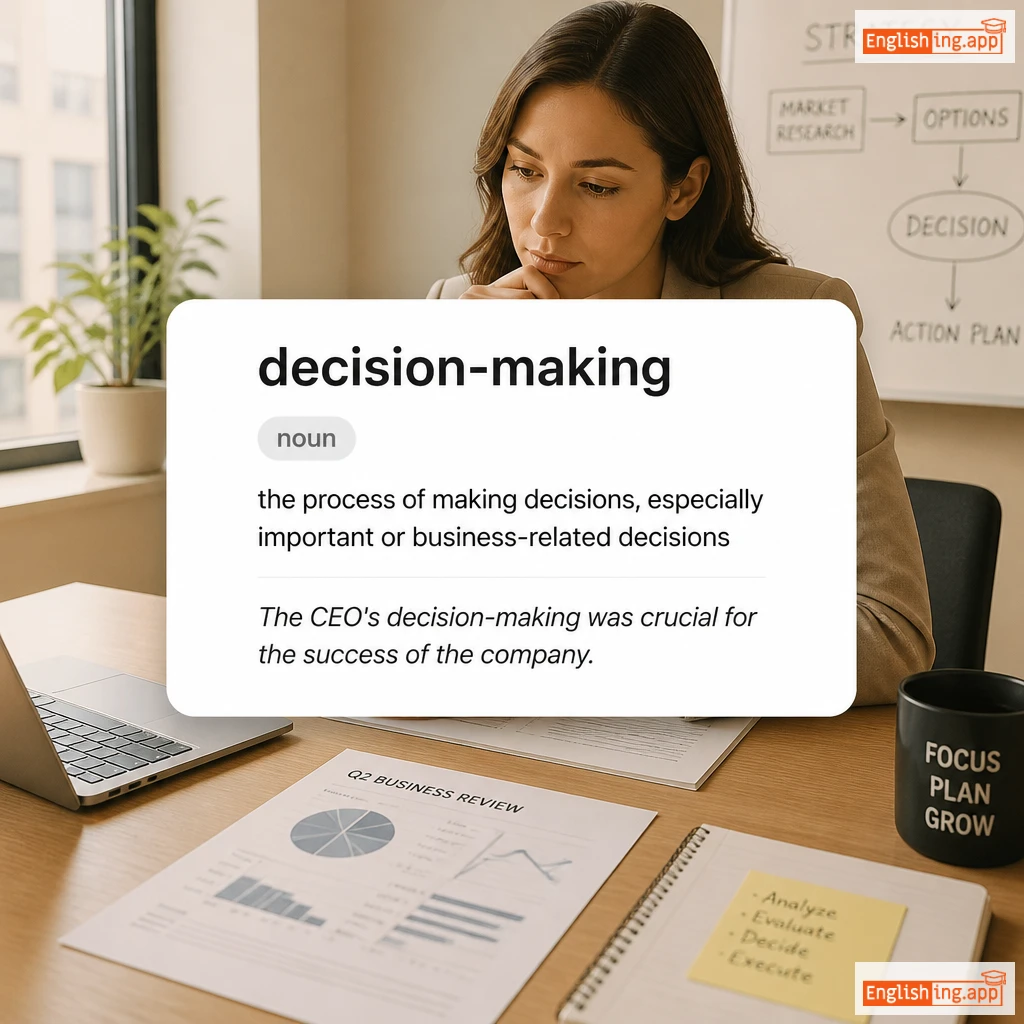 decision-making definition card — visual illustration of the meaning