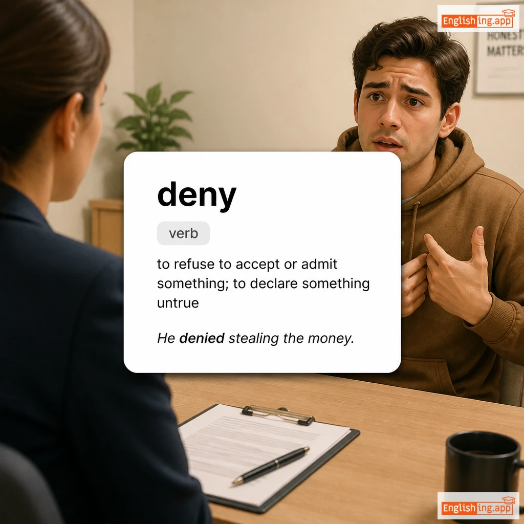 deny definition card — visual illustration of the meaning