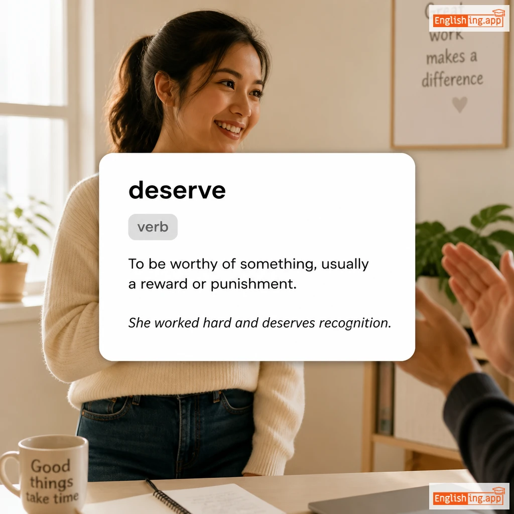 deserve definition card — visual illustration of the meaning