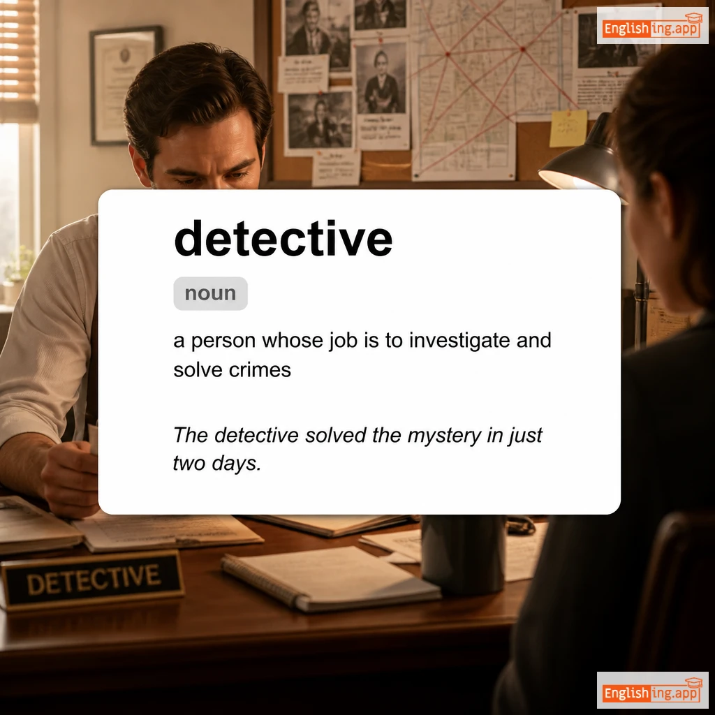 detective definition card — visual illustration of the meaning