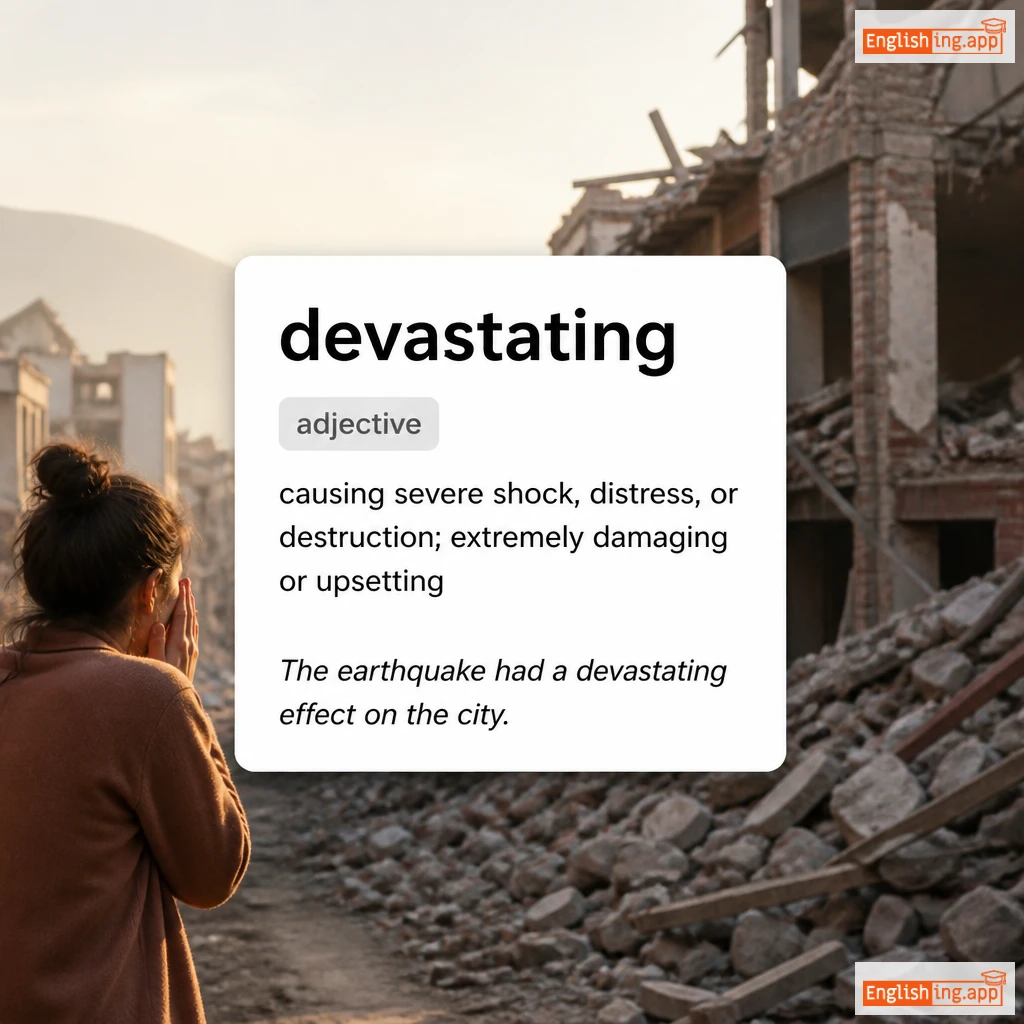 devastating definition card — visual illustration of the meaning