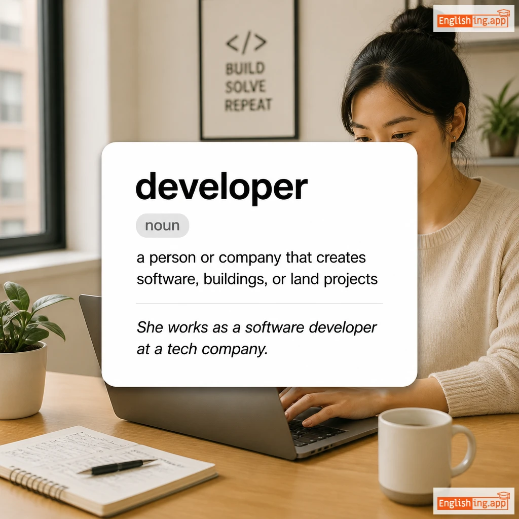developer definition card — visual illustration of the meaning