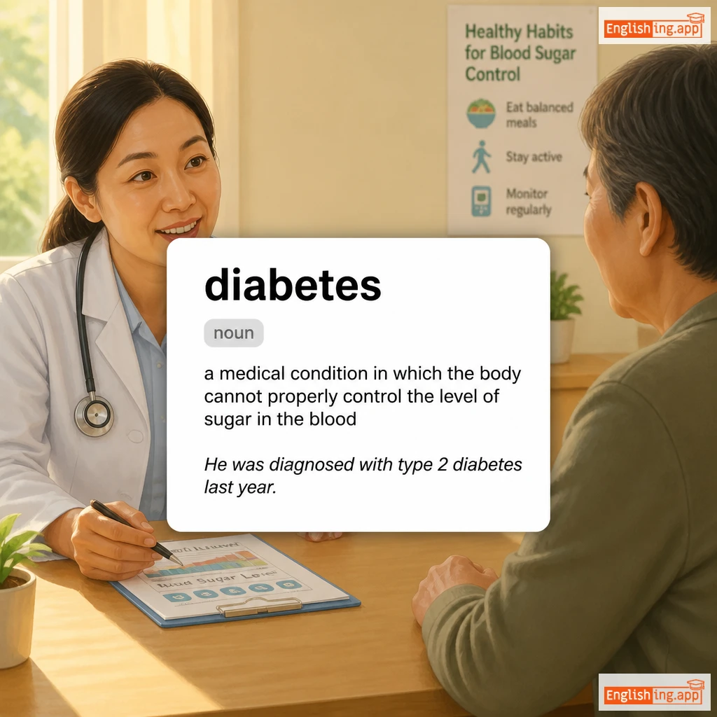diabetes definition card — visual illustration of the meaning