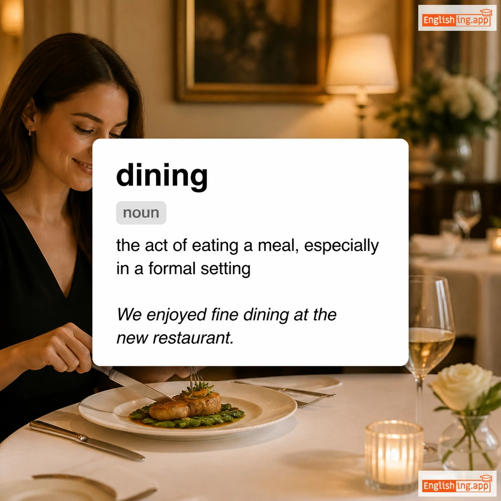 dining definition card — visual illustration of the meaning
