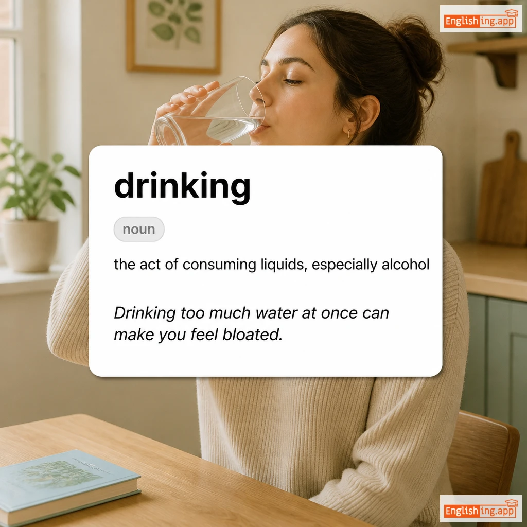 drinking definition card — visual illustration of the meaning