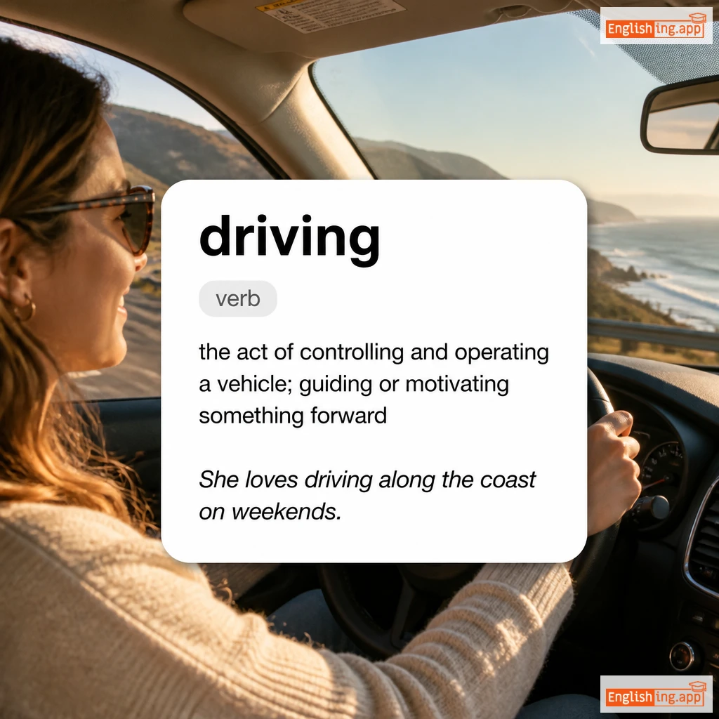 driving definition card — visual illustration of the meaning