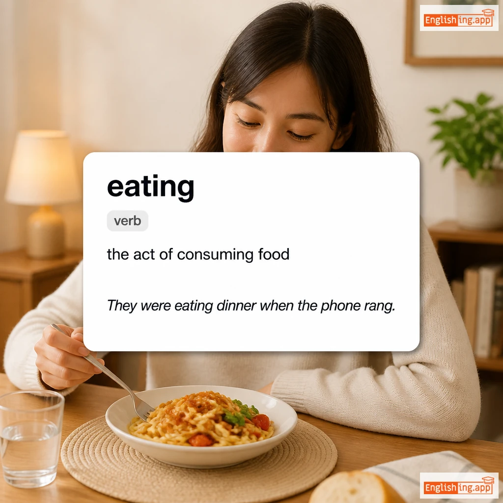 eating definition card — visual illustration of the meaning