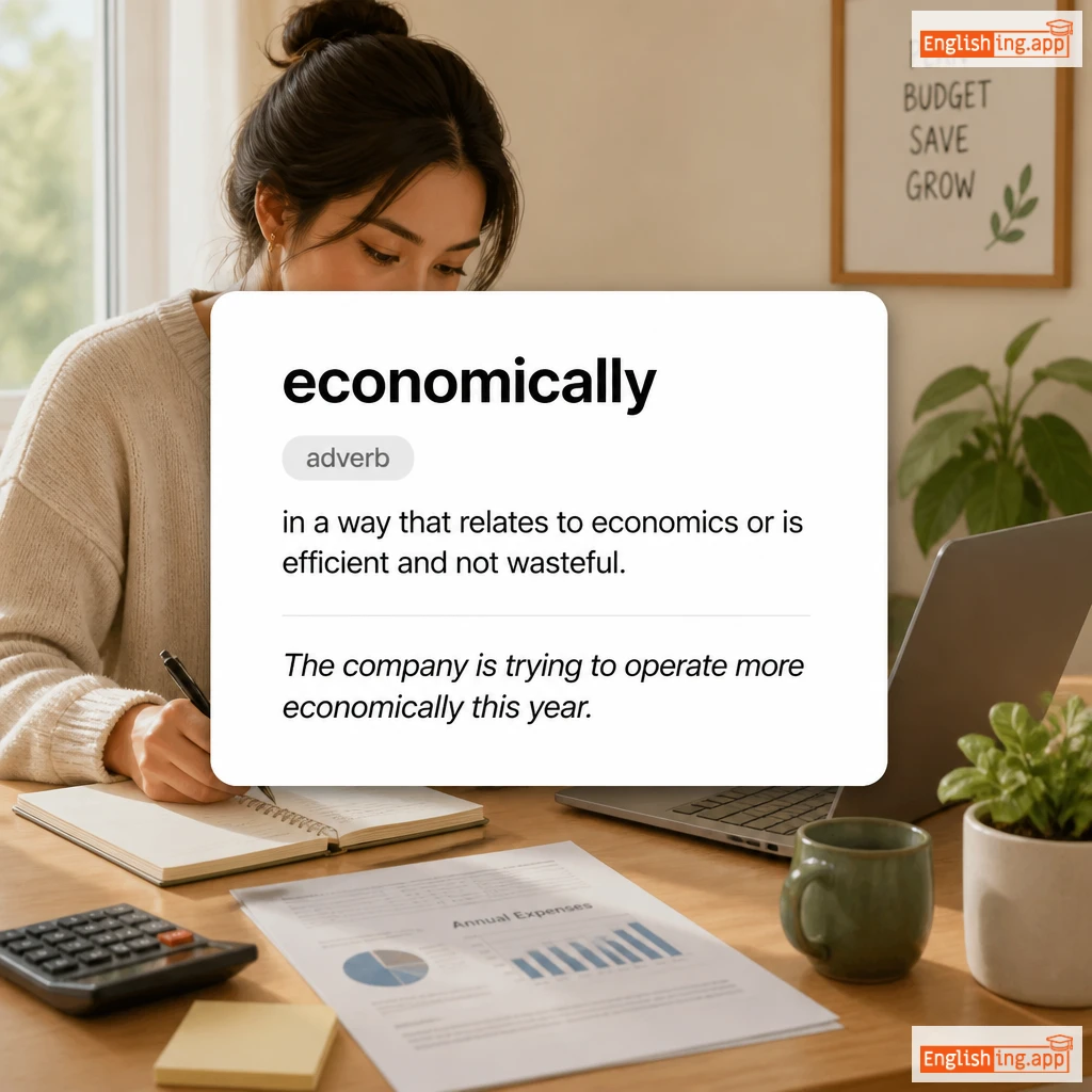 economically definition card — visual illustration of the meaning