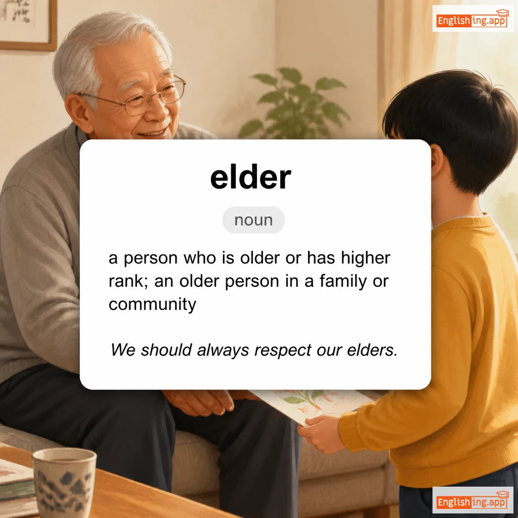 elder definition card — visual illustration of the meaning