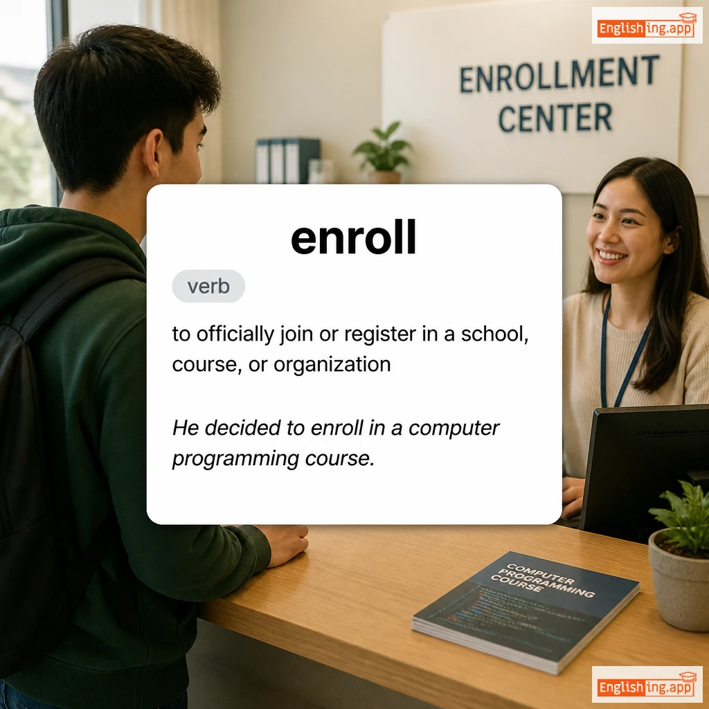 enroll definition card — visual illustration of the meaning