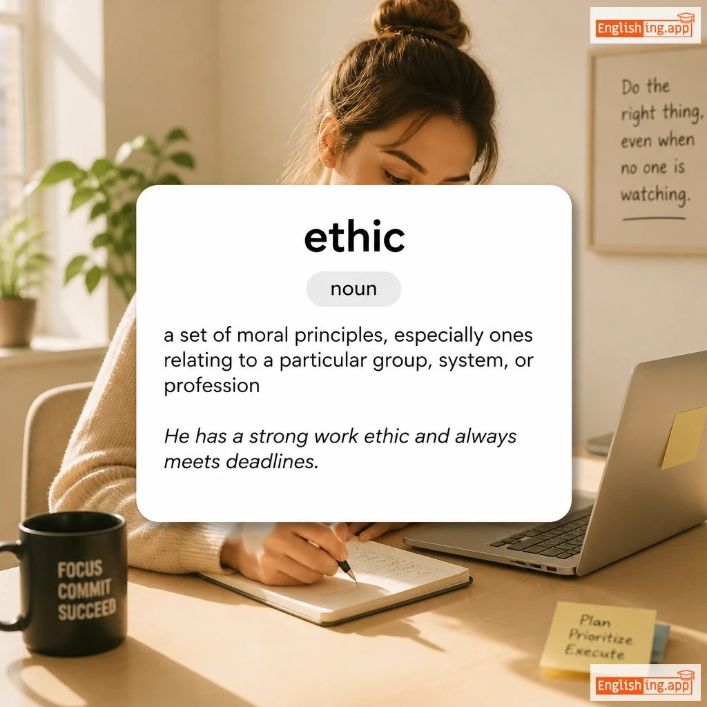 ethic definition card — visual illustration of the meaning