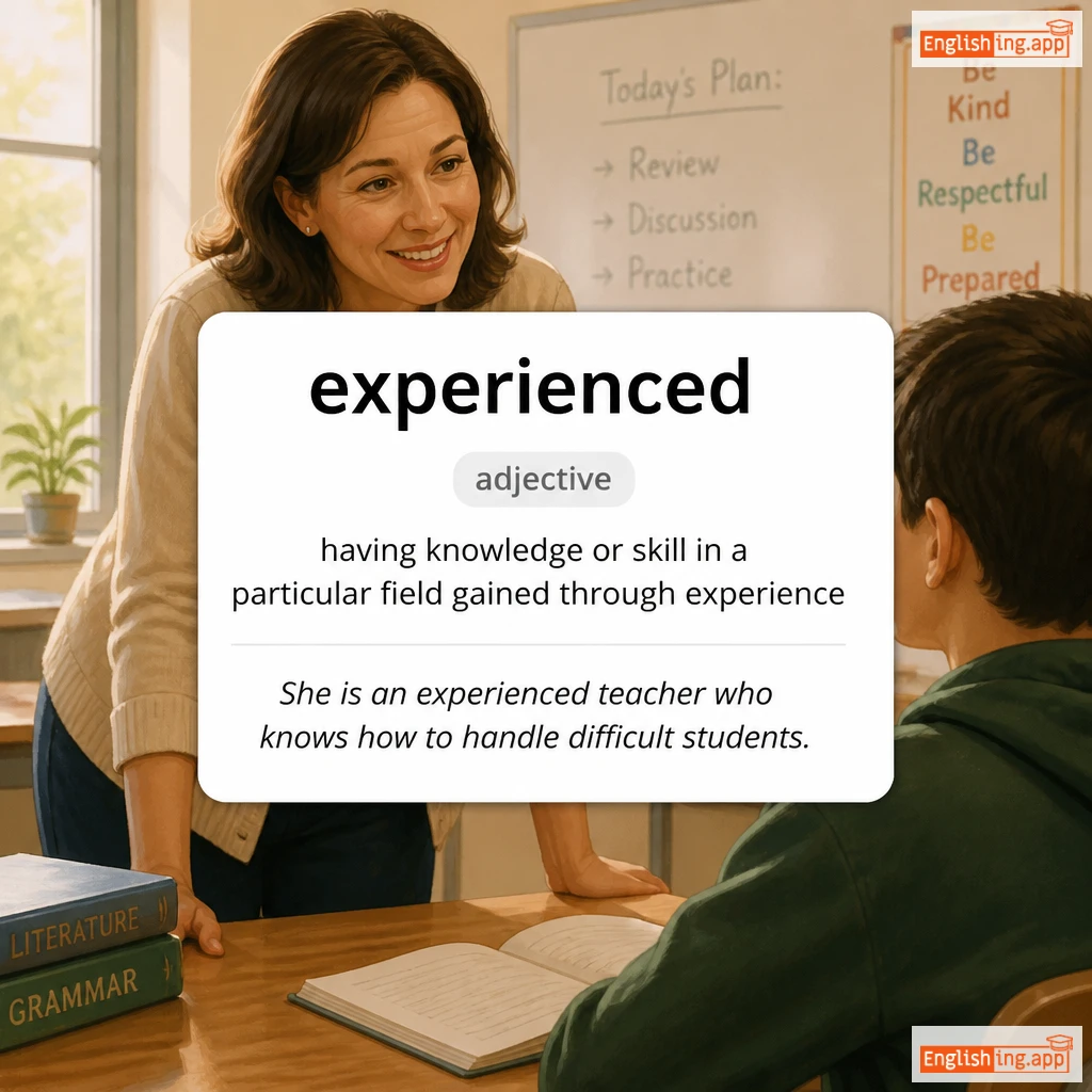 experienced definition card — visual illustration of the meaning