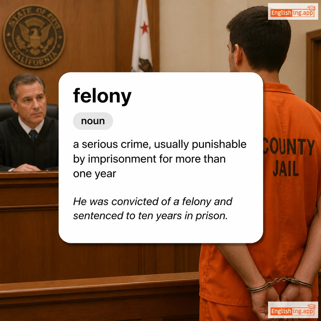 felony definition card — visual illustration of the meaning