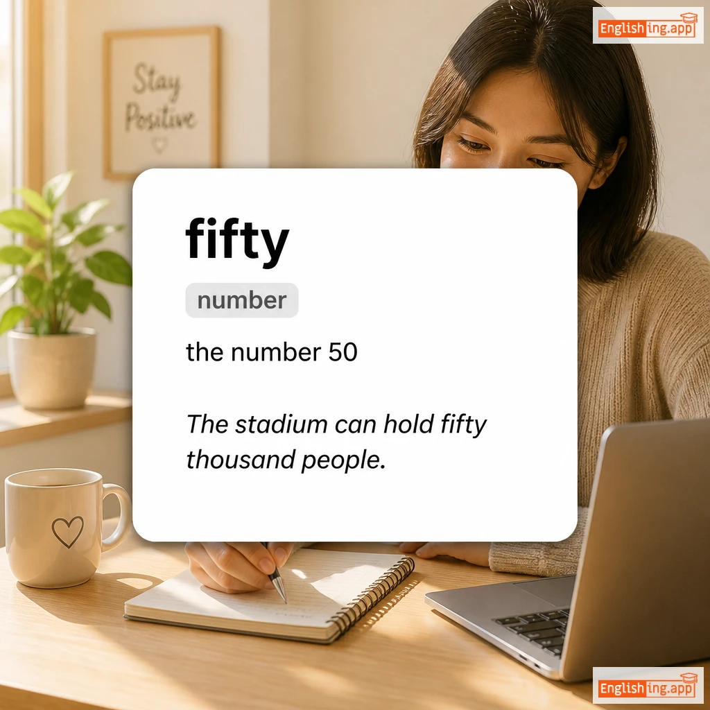 fifty definition card — visual illustration of the meaning