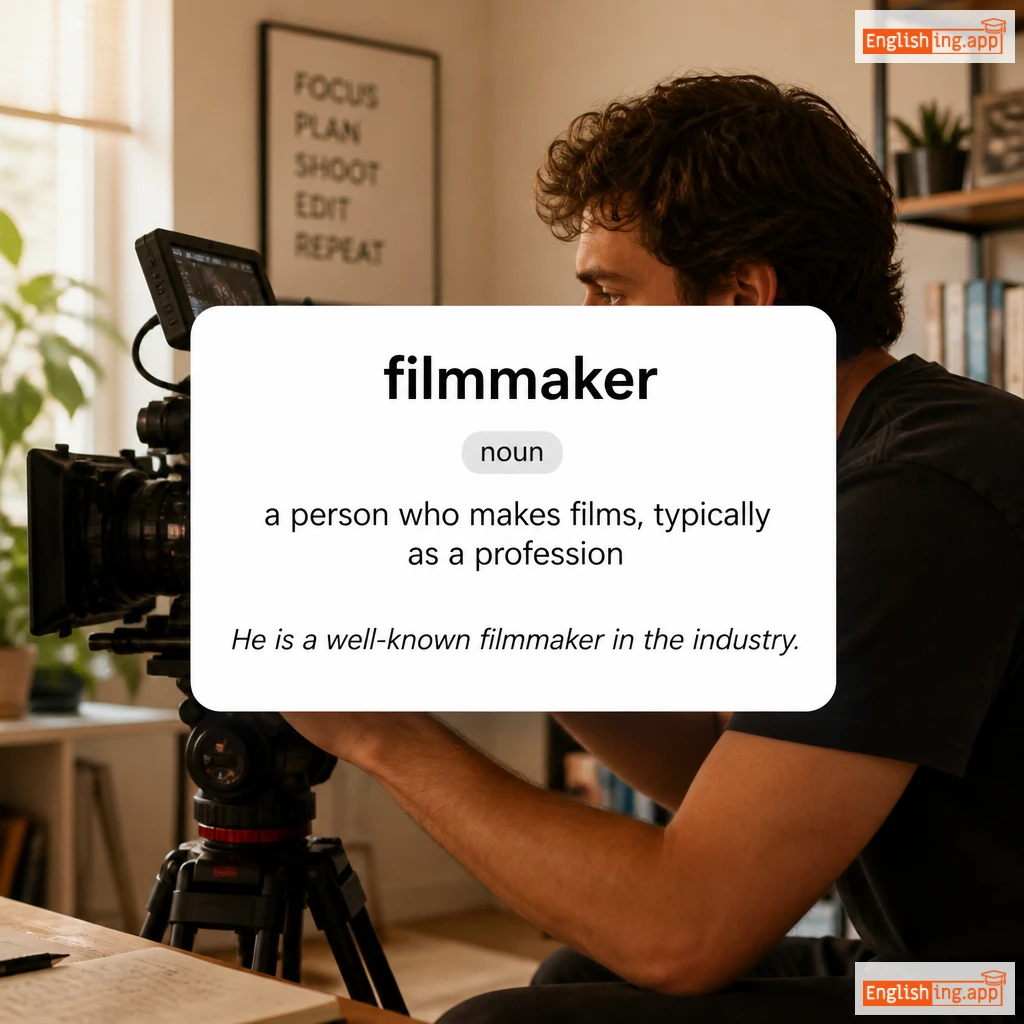 filmmaker definition card — visual illustration of the meaning