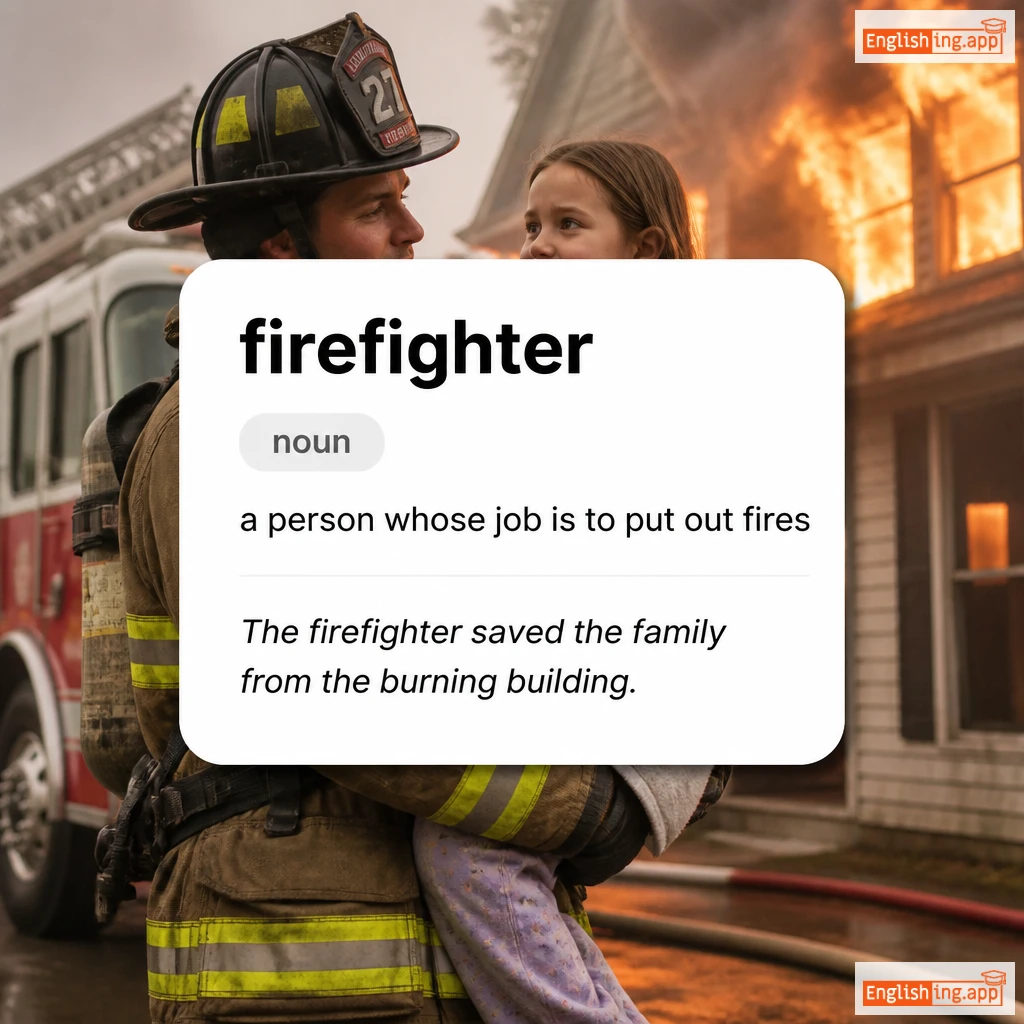 firefighter definition card — visual illustration of the meaning