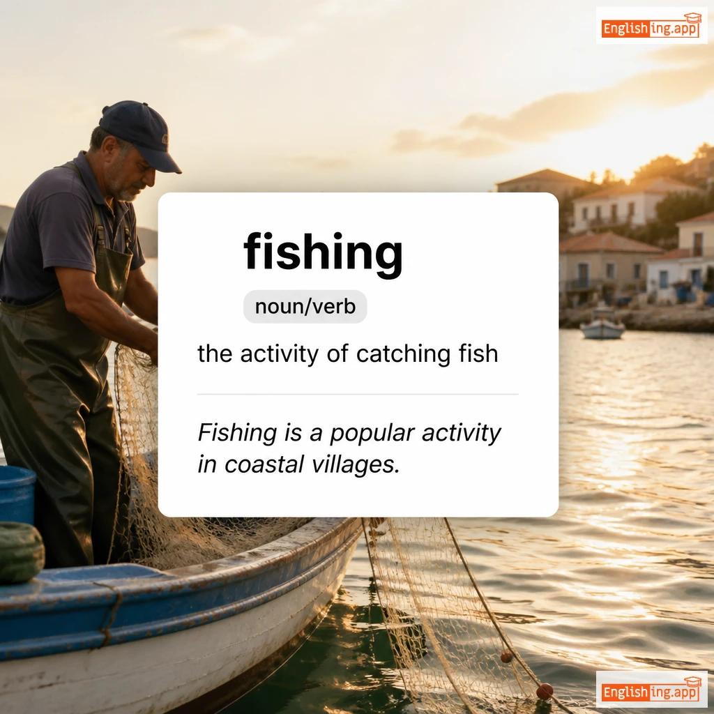 fishing definition card — visual illustration of the meaning