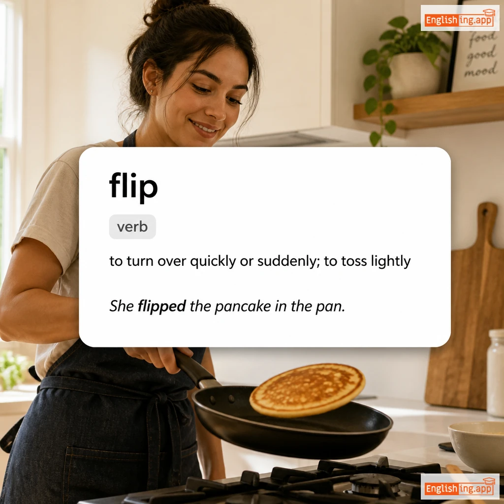 flip definition card — visual illustration of the meaning