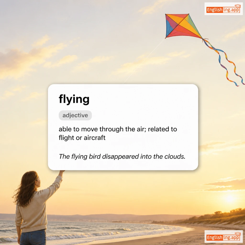 flying definition card — visual illustration of the meaning