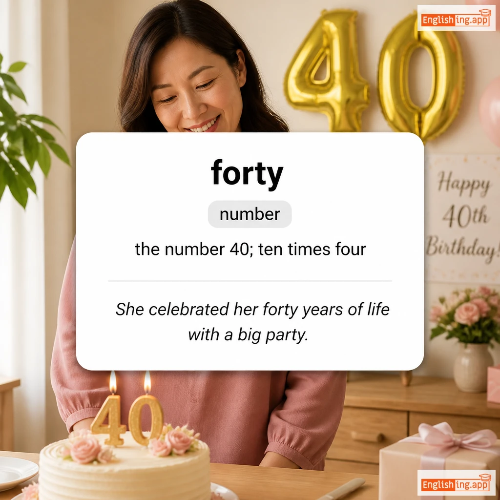 forty definition card — visual illustration of the meaning