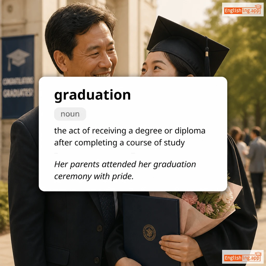 graduation definition card — visual illustration of the meaning